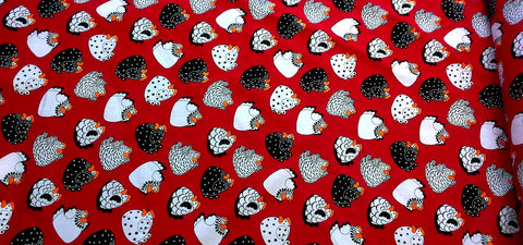 Brite Happy Hens Red - Fat Quarter