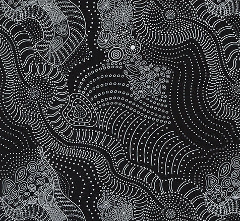 Dreamtime Riverbed Black - Fat Quarter