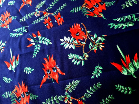 Sturt Desert Pea Navy - Fat Quarter