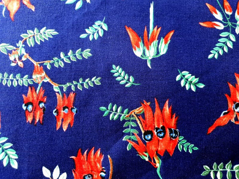 Sturt Desert Pea Navy - Fat Quarter