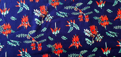 Sturt Desert Pea Navy - Fat Quarter