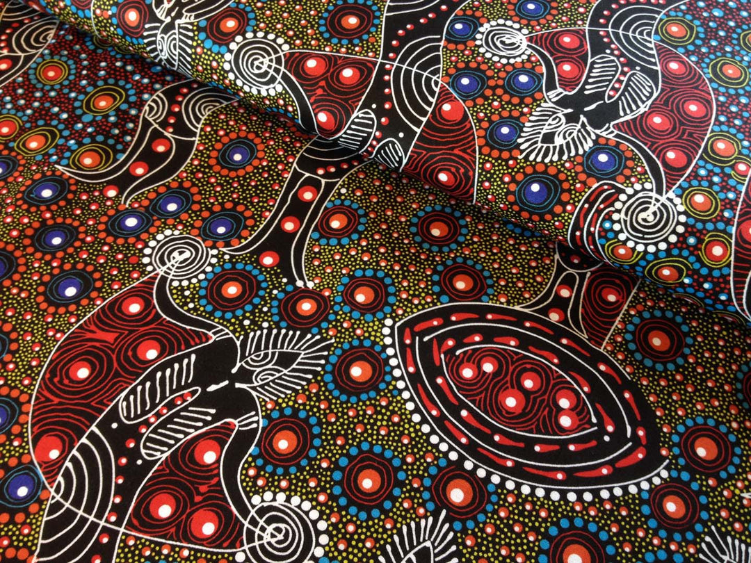 Dancing Spirit Red – Aboriginal Fabric Gallery